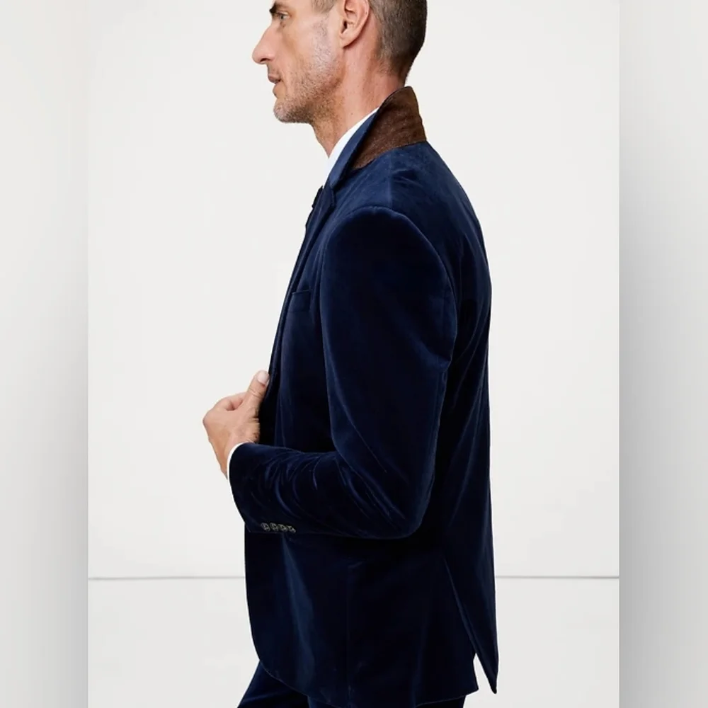 NWT Banana Republic Horizon Blue Men's Deep Blue Velvet Blazer Size 36R